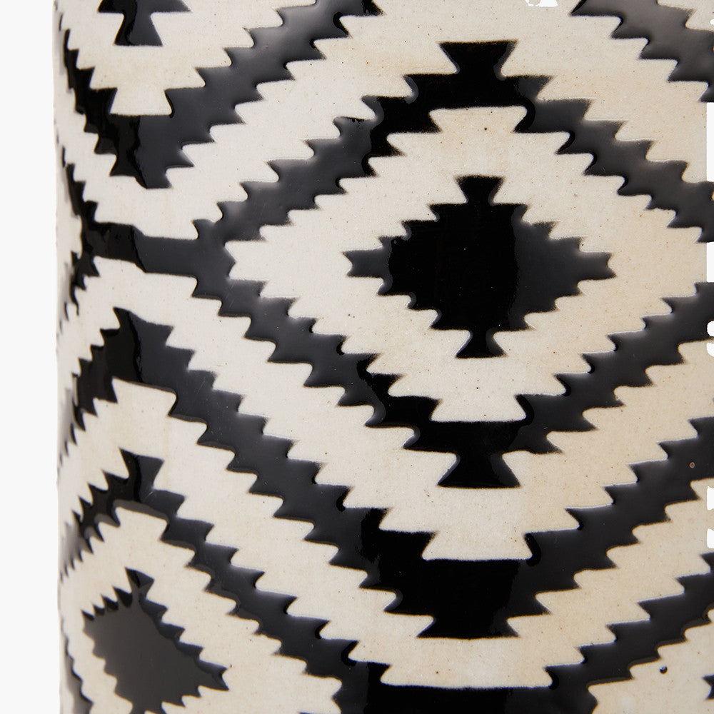 Chirala Black & White Tall Ikat Ceramic Table Lamp - Base Only